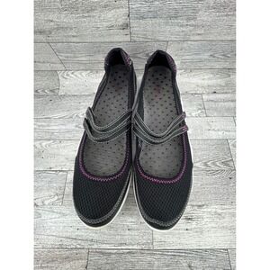 LL Bean Womens Size 9 Medium Black Mesh Mary Jane Slip On Comfort Shoes